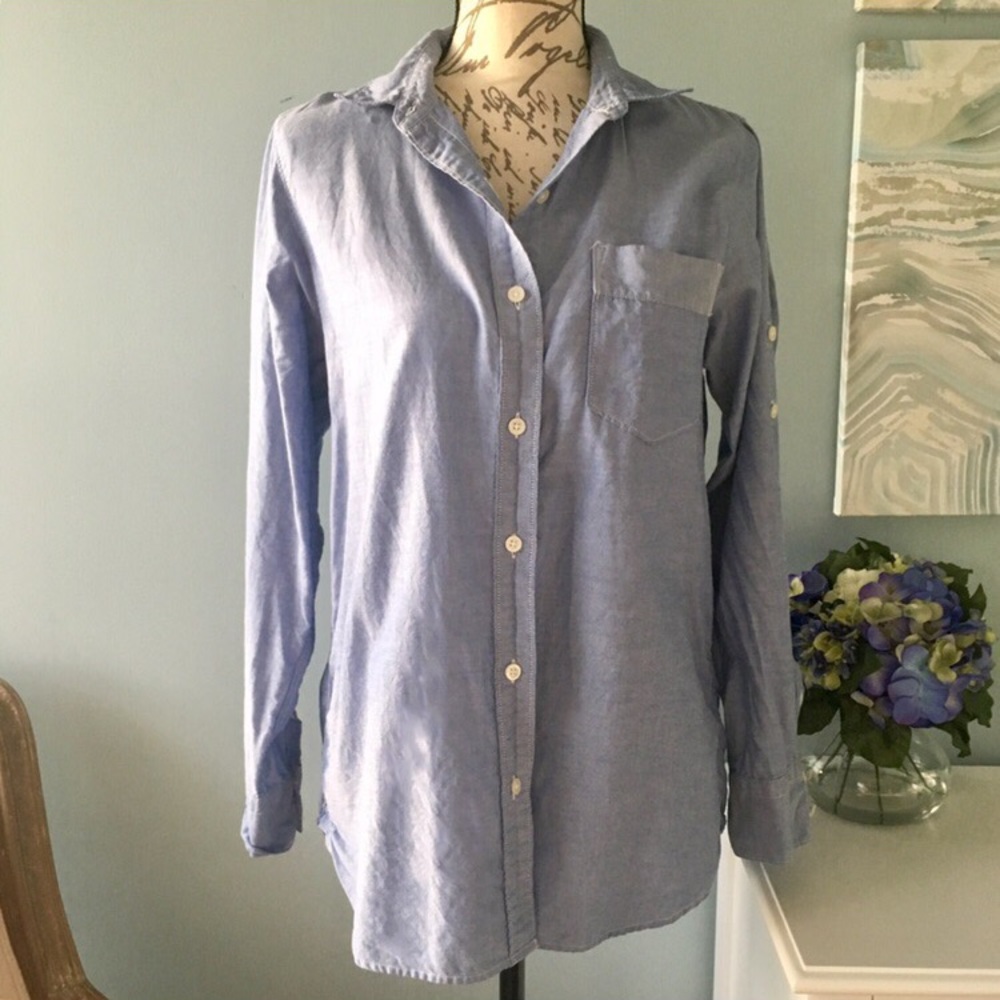Gap Blue Boyfriend Fit Button Down - image 2
